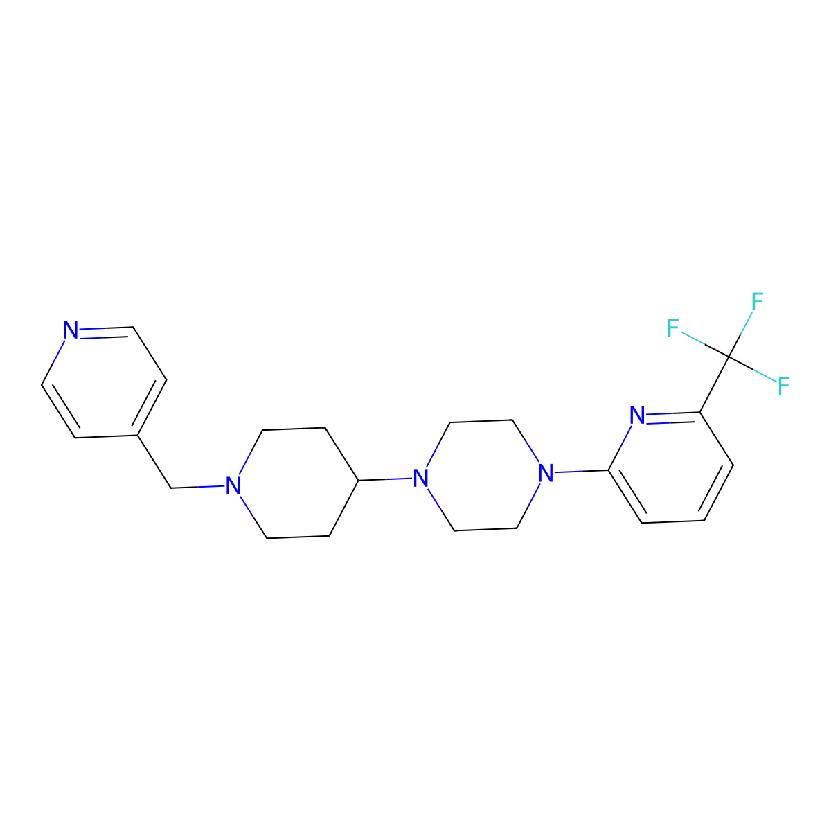 1-(1-(Pyridin-4-ylmethyl)piperidin-4-yl)-4-(6-(trifluoromethyl)pyridin-2-yl)piperazine molecular structure, CAS 2034525-27-2