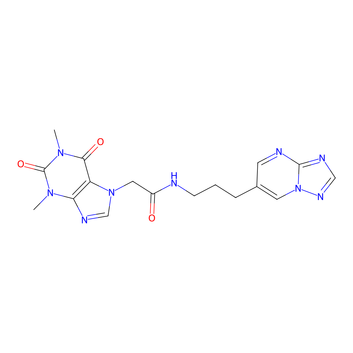 N-(3-([1,2,4]triazolo[1,5-a]pyrimidin-6-yl)propyl)-2-(1,3-dimethyl-2,6-dioxo-2,3-dihydro-1H-purin-7(6H)-yl)acetamide molecular structure, CAS 2034525-37-4
