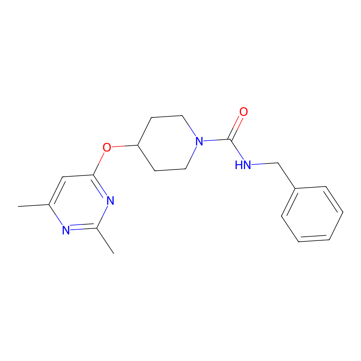 N-benzyl-4-((2,6-dimethylpyrimidin-4-yl)oxy)piperidine-1-carboxamide molecular structure, CAS 2034525-38-5