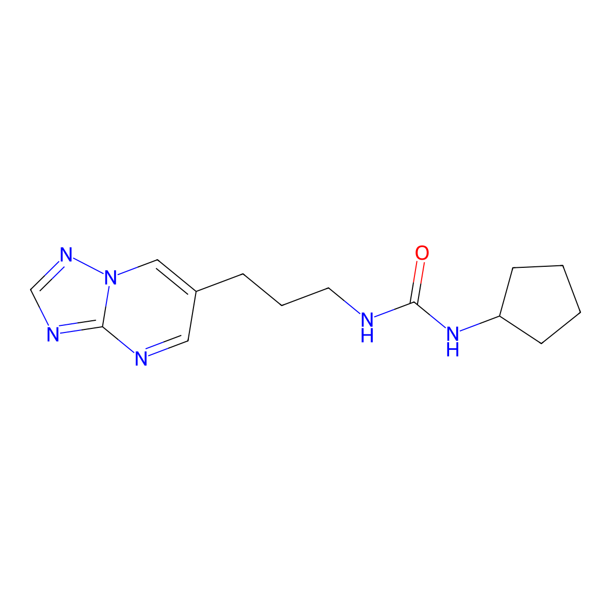 1-(3-([1,2,4]Triazolo[1,5-a]pyrimidin-6-yl)propyl)-3-cyclopentylurea molecular structure, CAS 2034525-43-2