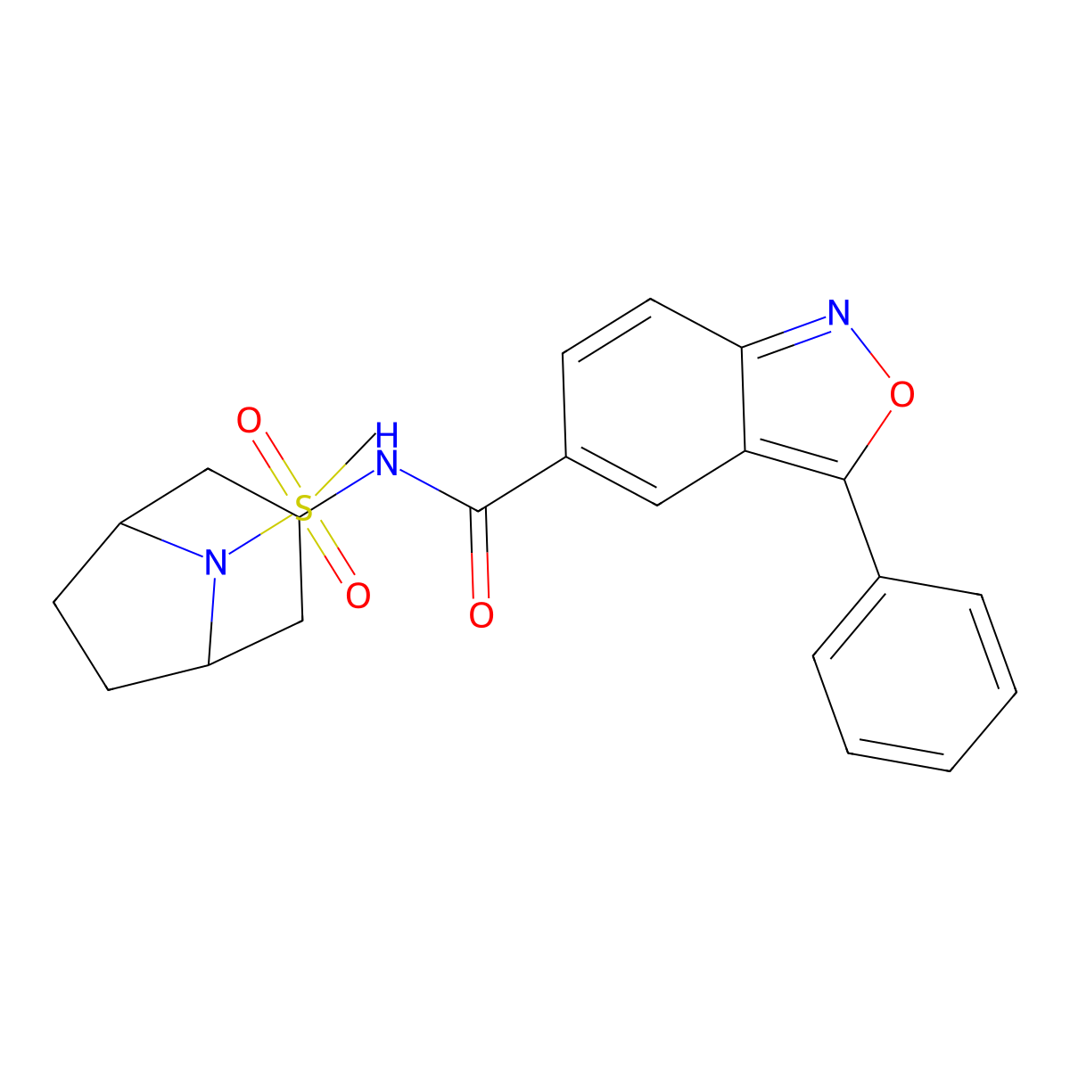 N-(8-(methylsulfonyl)-8-azabicyclo[3.2.1]octan-3-yl)-3-phenylbenzo[c]isoxazole-5-carboxamide molecular structure, CAS 2034525-45-4