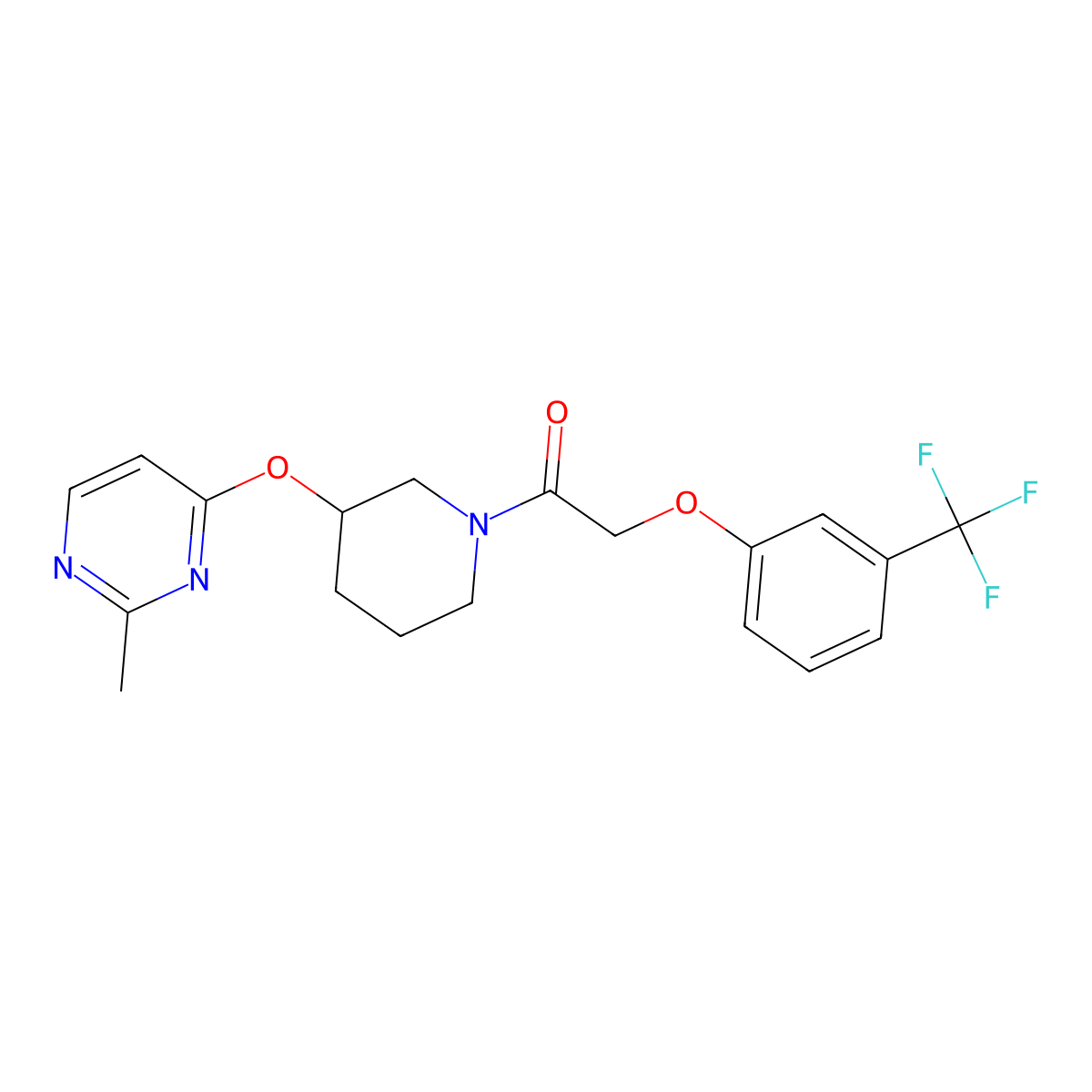 1-(3-((2-Methylpyrimidin-4-yl)oxy)piperidin-1-yl)-2-(3-(trifluoromethyl)phenoxy)ethanone molecular structure, CAS 2034525-47-6