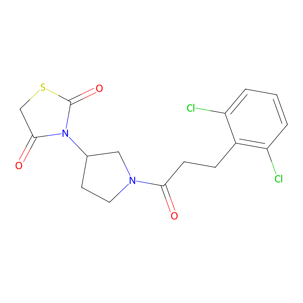 3-(1-(3-(2,6-Dichlorophenyl)propanoyl)pyrrolidin-3-yl)thiazolidine-2,4-dione molecular structure, CAS 2034525-50-1