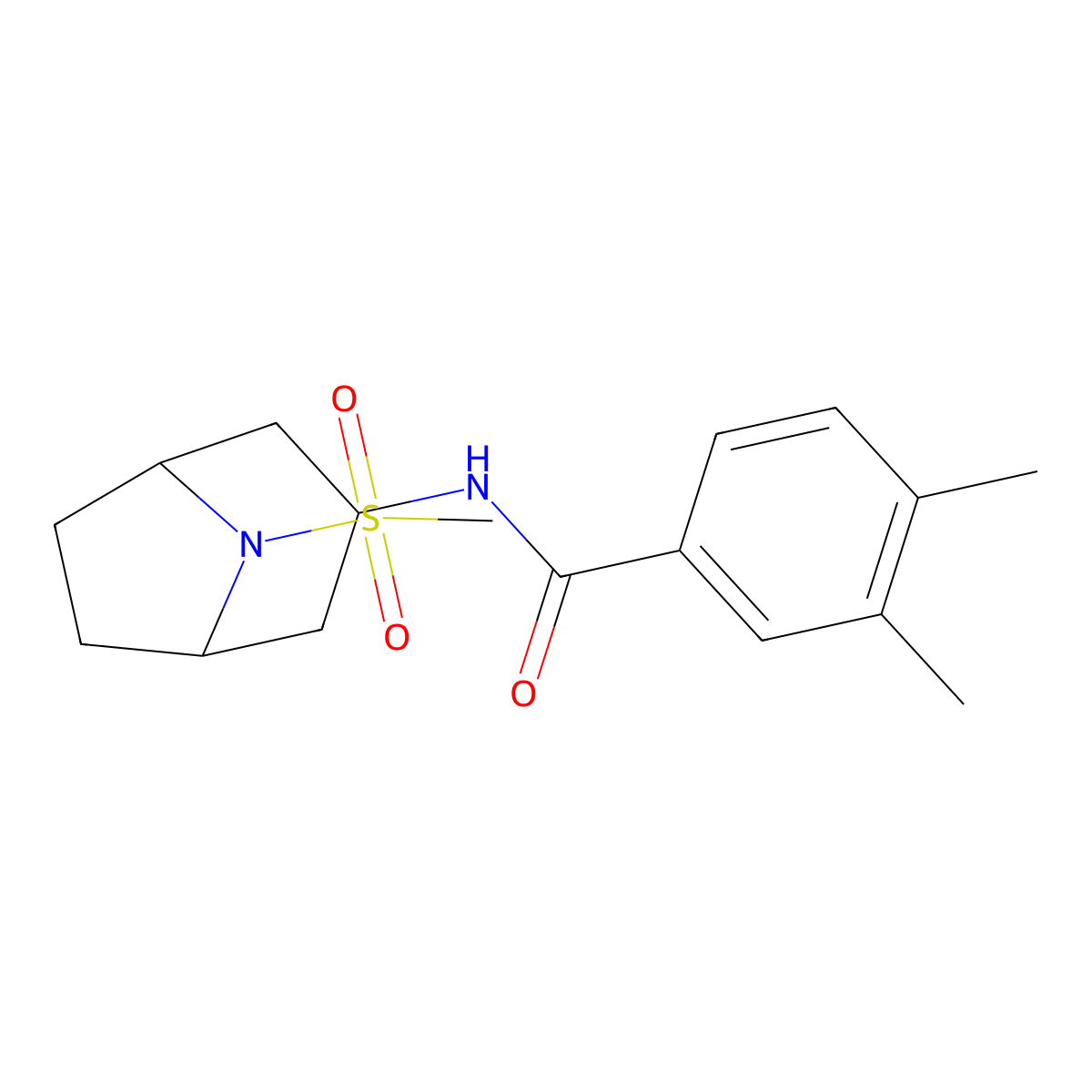 3,4-dimethyl-N-(8-(methylsulfonyl)-8-azabicyclo[3.2.1]octan-3-yl)benzamide molecular structure, CAS 2034525-53-4