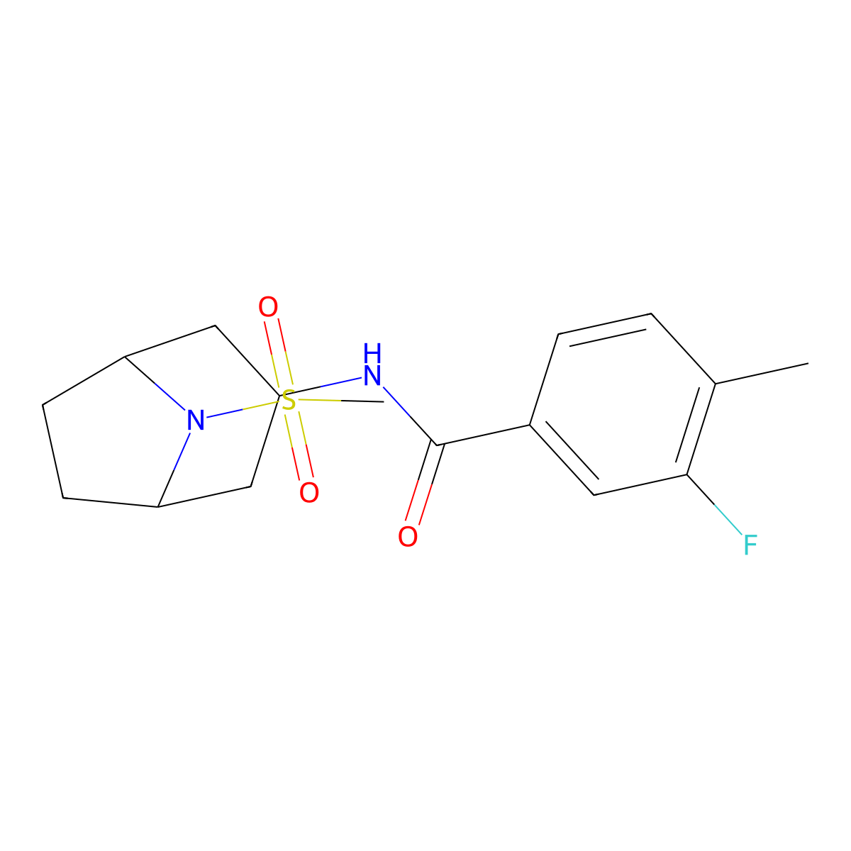 3-fluoro-4-methyl-N-(8-(methylsulfonyl)-8-azabicyclo[3.2.1]octan-3-yl)benzamide molecular structure, CAS 2034525-56-7