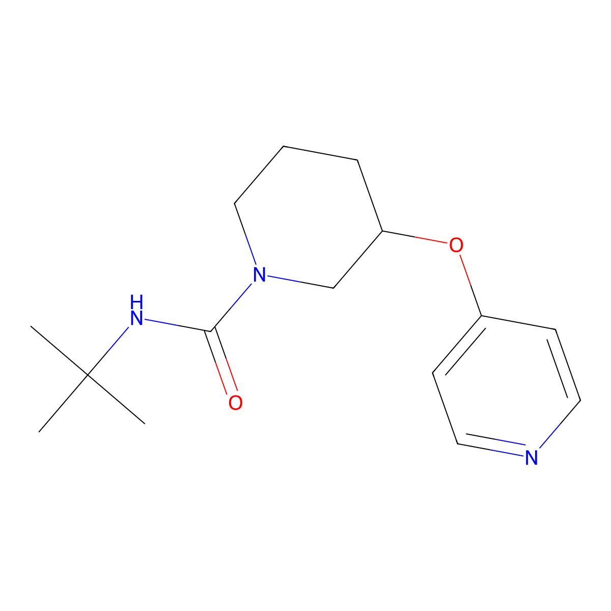 N-(tert-butyl)-3-(pyridin-4-yloxy)piperidine-1-carboxamide molecular structure, CAS 2034525-58-9