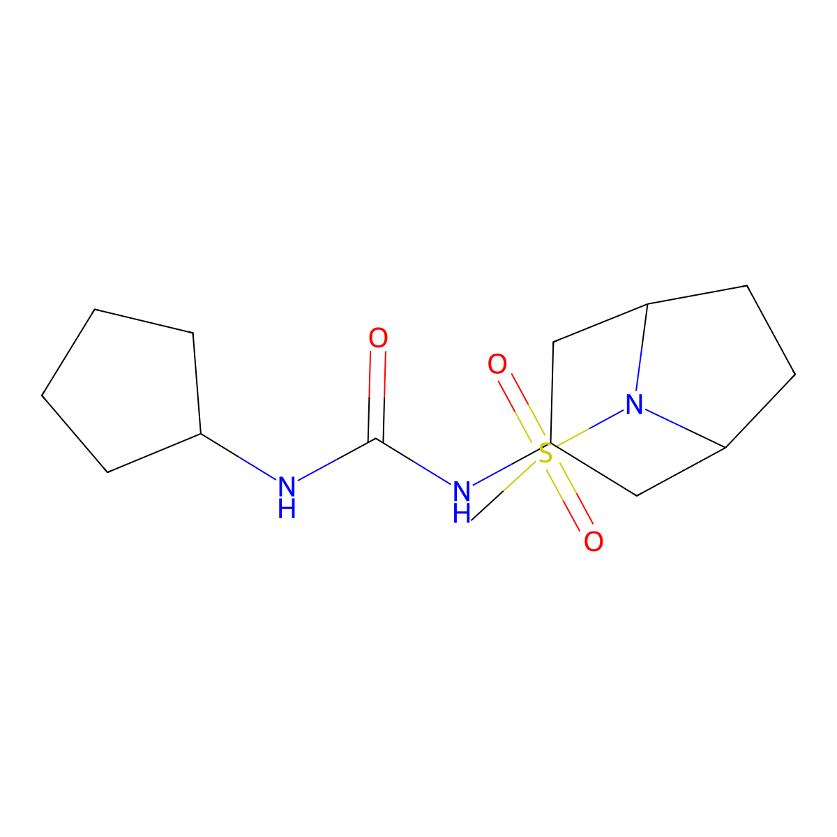 1-Cyclopentyl-3-(8-(methylsulfonyl)-8-azabicyclo[3.2.1]octan-3-yl)urea molecular structure, CAS 2034525-61-4