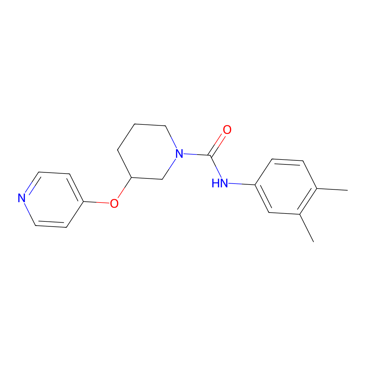 N-(3,4-dimethylphenyl)-3-(pyridin-4-yloxy)piperidine-1-carboxamide molecular structure, CAS 2034525-62-5