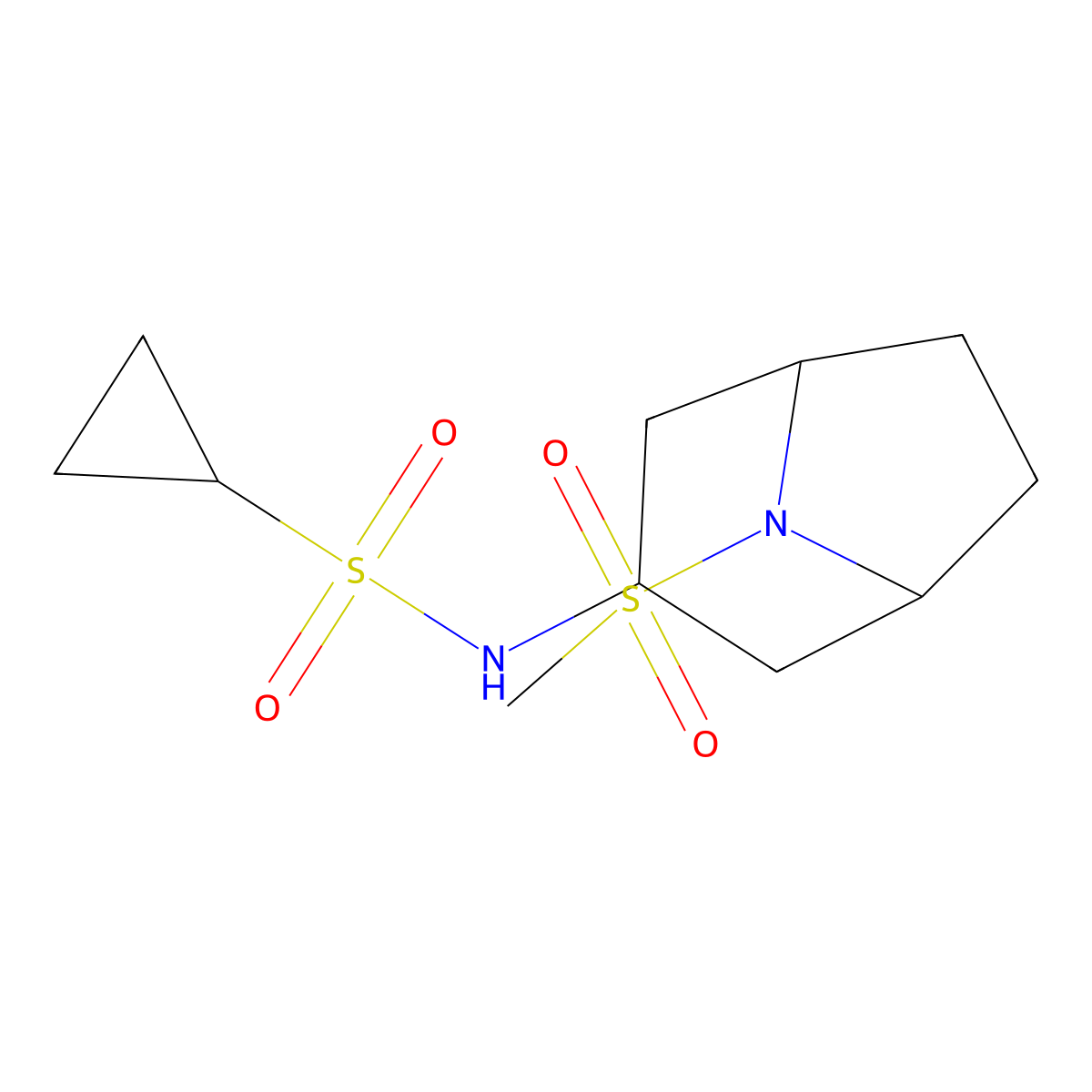 N-(8-(methylsulfonyl)-8-azabicyclo[3.2.1]octan-3-yl)cyclopropanesulfonamide molecular structure, CAS 2034525-63-6