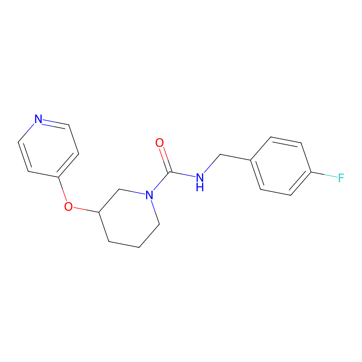 N-(4-fluorobenzyl)-3-(pyridin-4-yloxy)piperidine-1-carboxamide molecular structure, CAS 2034525-64-7