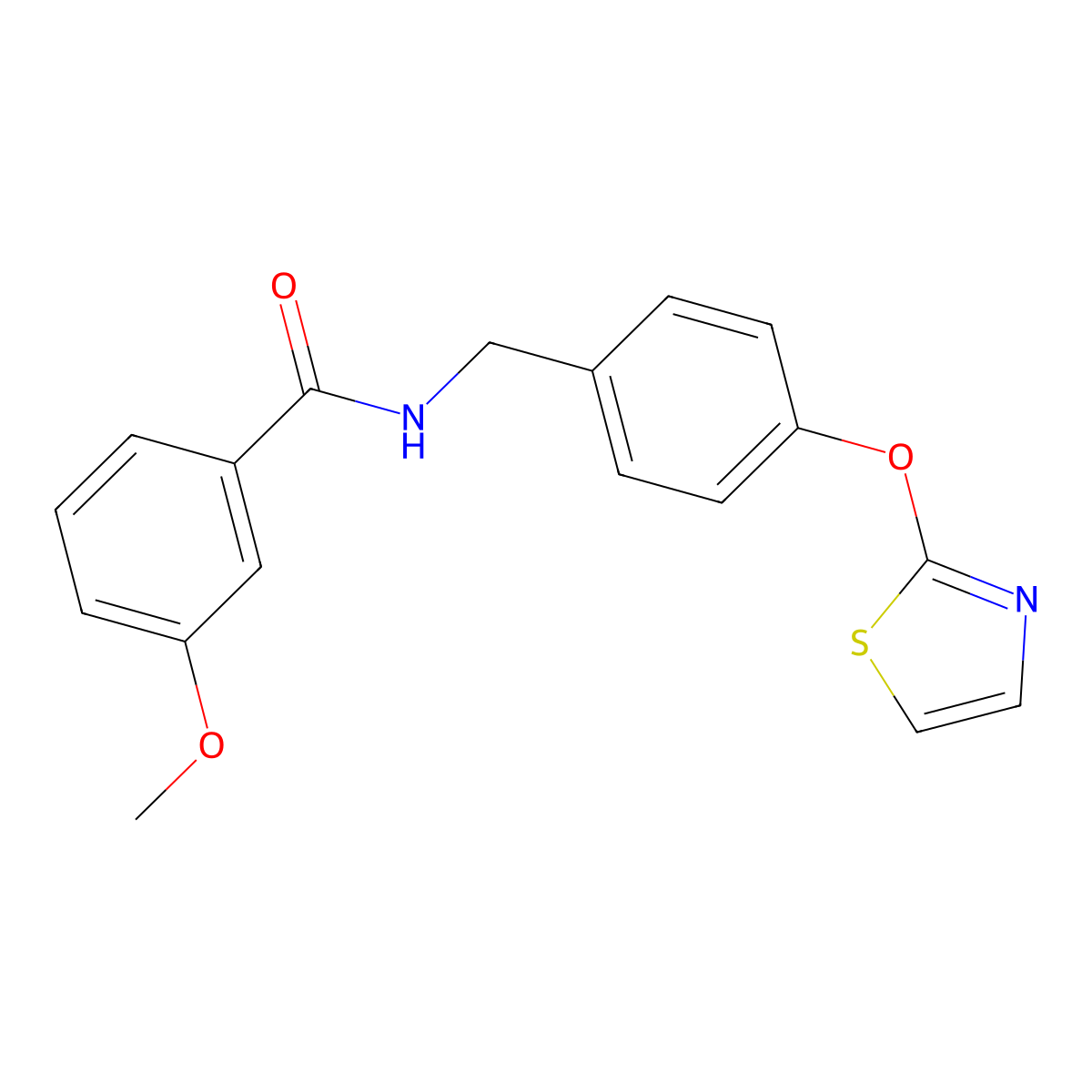 3-methoxy-N-(4-(thiazol-2-yloxy)benzyl)benzamide molecular structure, CAS 2034525-70-5