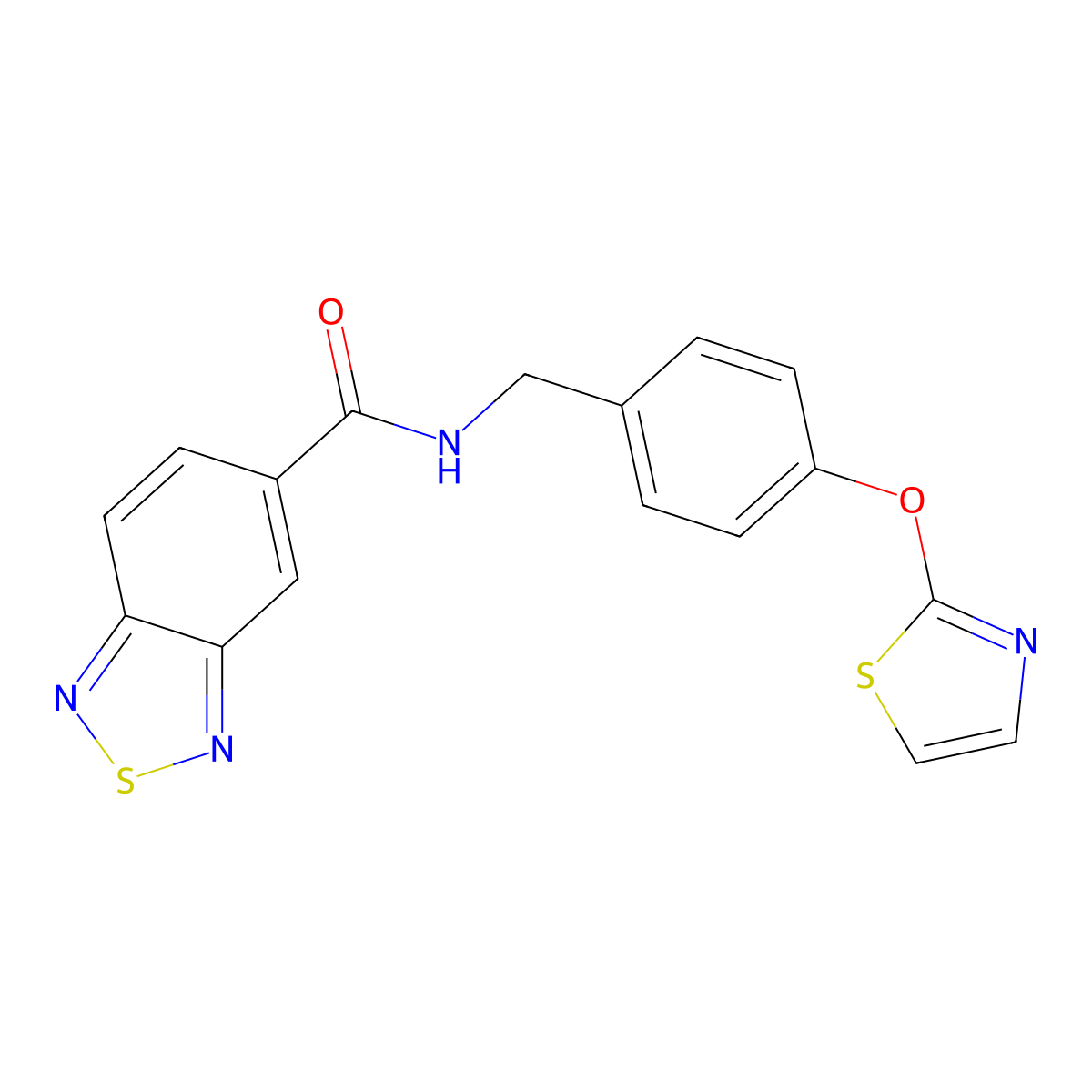 N-(4-(thiazol-2-yloxy)benzyl)benzo[c][1,2,5]thiadiazole-5-carboxamide molecular structure, CAS 2034525-71-6