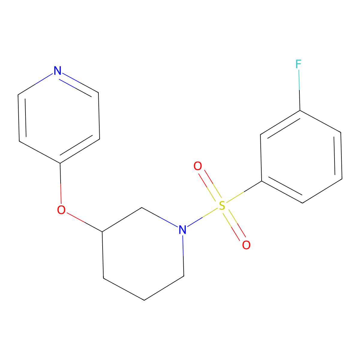 4-((1-((3-Fluorophenyl)sulfonyl)piperidin-3-yl)oxy)pyridine molecular structure, CAS 2034525-76-1
