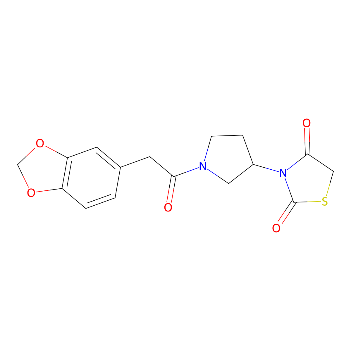 3-(1-(2-(Benzo[d][1,3]dioxol-5-yl)acetyl)pyrrolidin-3-yl)thiazolidine-2,4-dione molecular structure, CAS 2034525-79-4