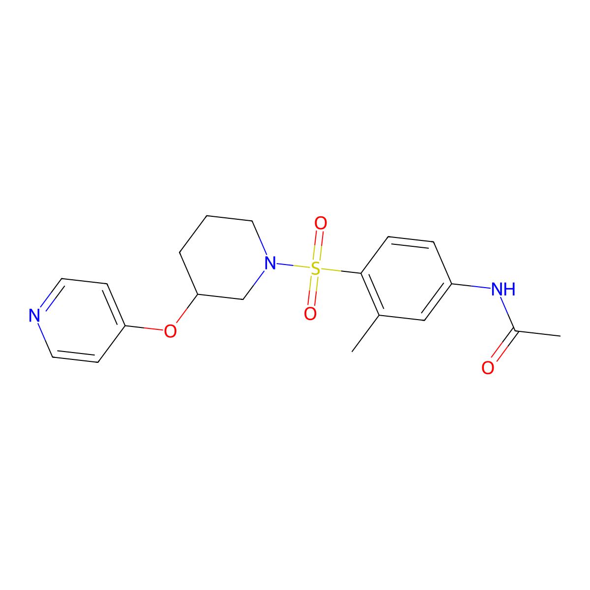 N-(3-methyl-4-{[3-(pyridin-4-yloxy)piperidin-1-yl]sulfonyl}phenyl)acetamide molecular structure, CAS 2034525-85-2