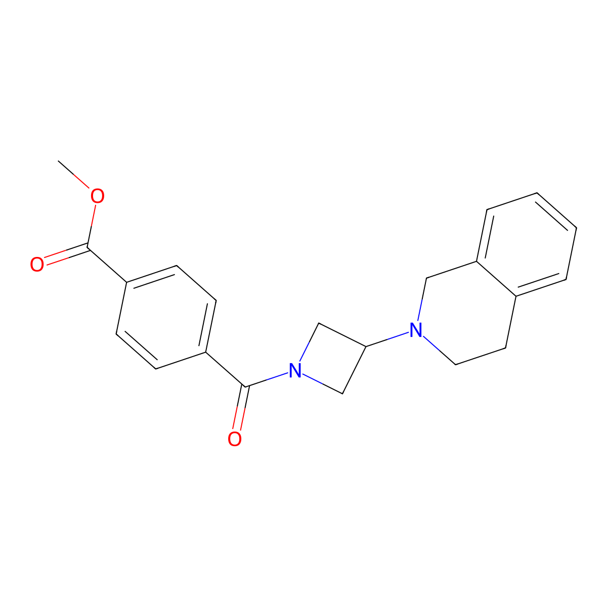 methyl 4-(3-(3,4-dihydroisoquinolin-2(1H)-yl)azetidine-1-carbonyl)benzoate molecular structure, CAS 2034525-91-0