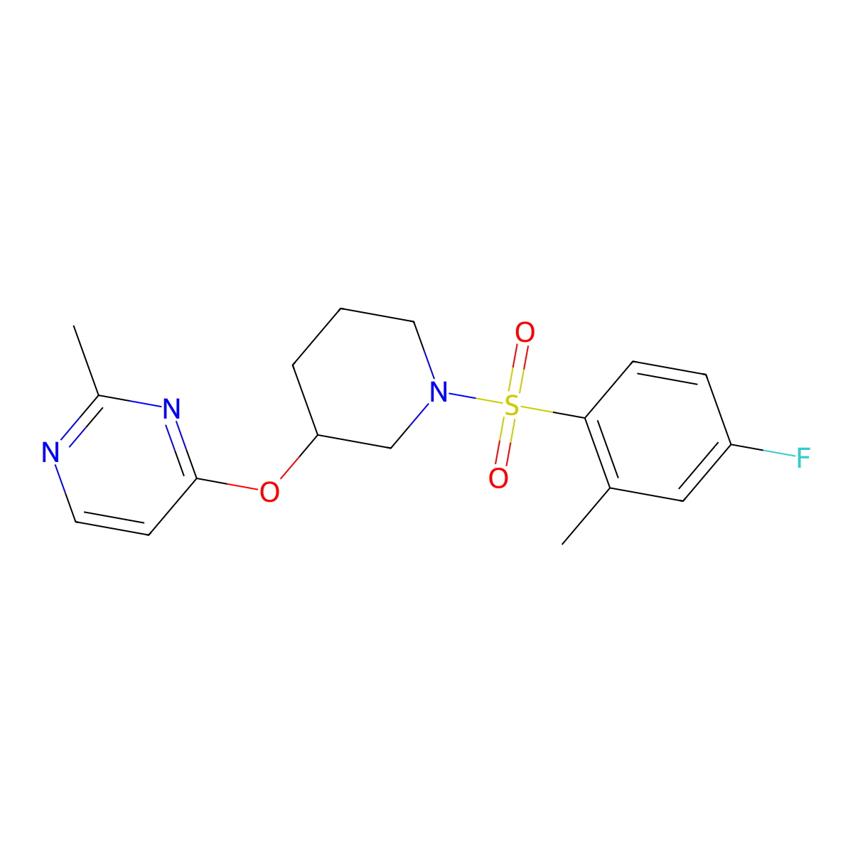 4-((1-((4-Fluoro-2-methylphenyl)sulfonyl)piperidin-3-yl)oxy)-2-methylpyrimidine molecular structure, CAS 2034525-94-3