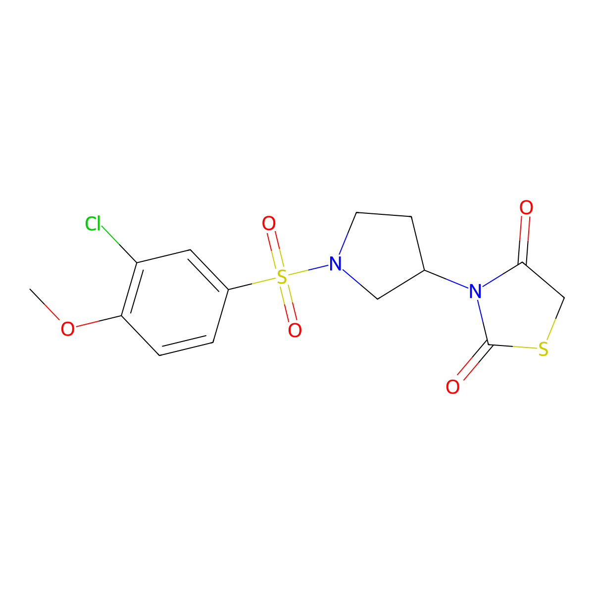 3-(1-((3-Chloro-4-methoxyphenyl)sulfonyl)pyrrolidin-3-yl)thiazolidine-2,4-dione molecular structure, CAS 2034525-95-4