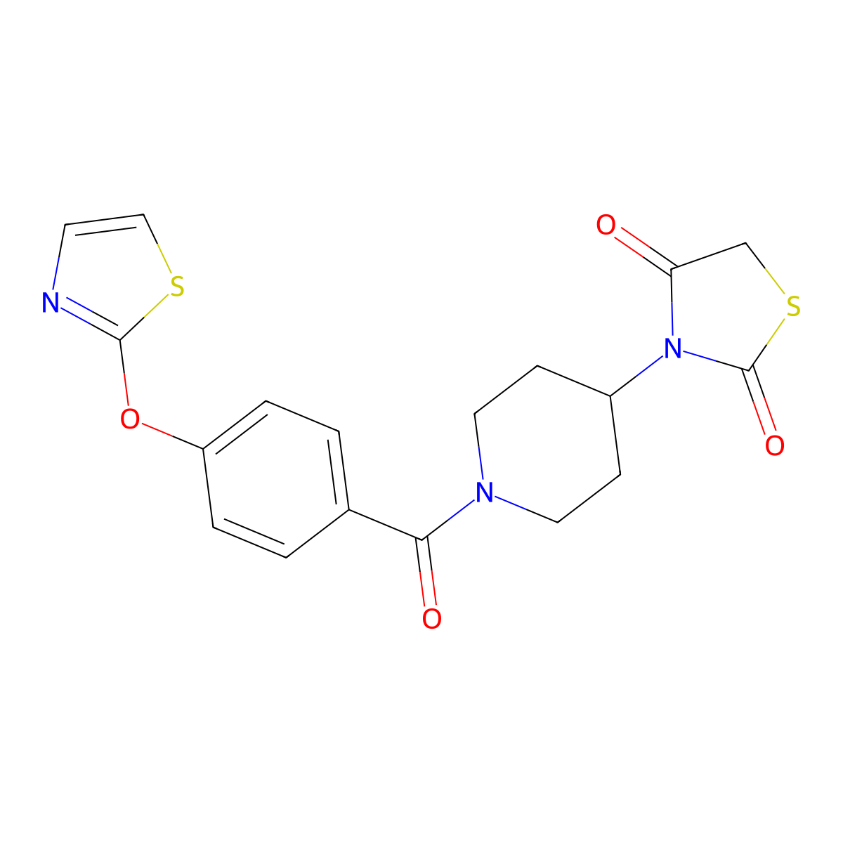 3-(1-(4-(Thiazol-2-yloxy)benzoyl)piperidin-4-yl)thiazolidine-2,4-dione molecular structure, CAS 2034526-03-7