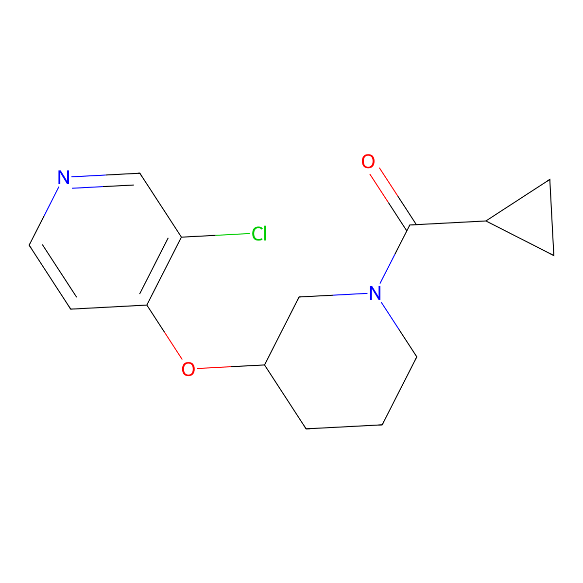 3-Chloro-4-[(1-cyclopropanecarbonylpiperidin-3-yl)oxy]pyridine molecular structure, CAS 2034526-11-7