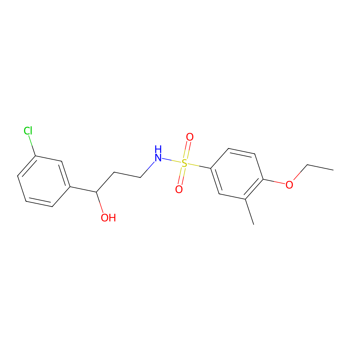 N-(3-(3-chlorophenyl)-3-hydroxypropyl)-4-ethoxy-3-methylbenzenesulfonamide molecular structure, CAS 2034526-17-3