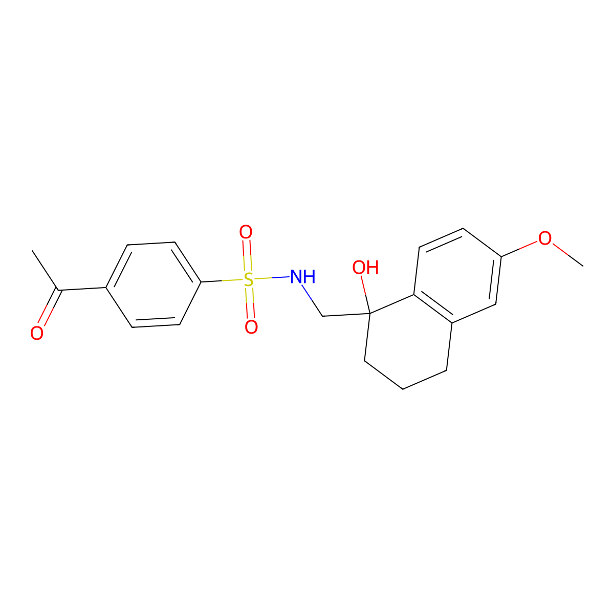 4-acetyl-N-((1-hydroxy-6-methoxy-1,2,3,4-tetrahydronaphthalen-1-yl)methyl)benzenesulfonamide molecular structure, CAS 2034526-24-2