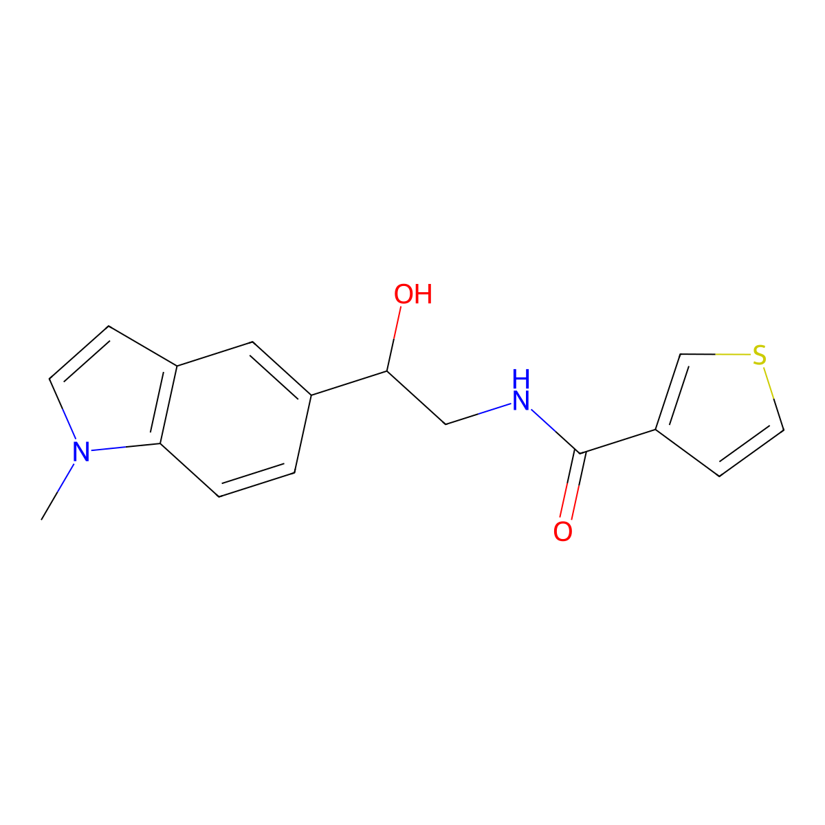 N-(2-hydroxy-2-(1-methyl-1H-indol-5-yl)ethyl)thiophene-3-carboxamide molecular structure, CAS 2034526-27-5