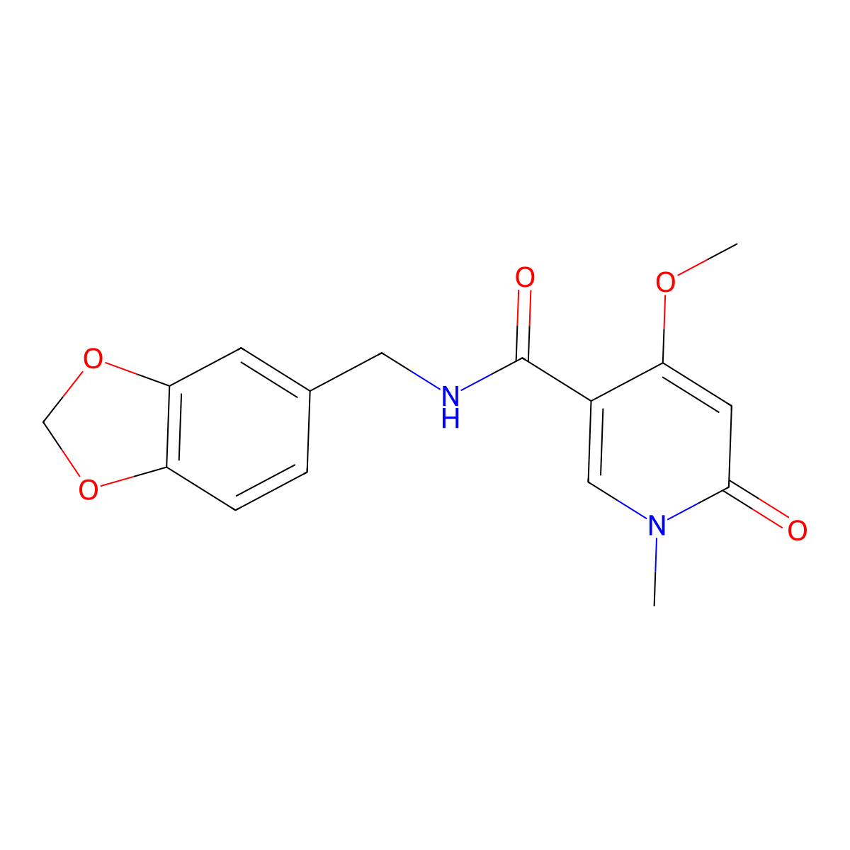 N-(benzo[d][1,3]dioxol-5-ylmethyl)-4-methoxy-1-methyl-6-oxo-1,6-dihydropyridine-3-carboxamide molecular structure, CAS 2034526-30-0