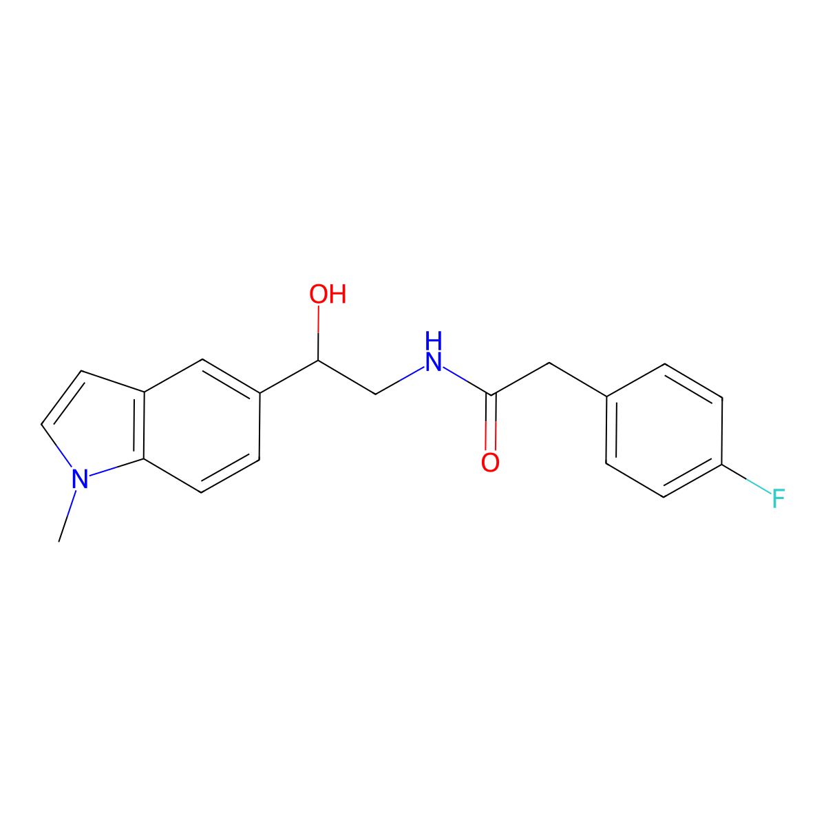 2-(4-fluorophenyl)-N-[2-hydroxy-2-(1-methyl-1H-indol-5-yl)ethyl]acetamide molecular structure, CAS 2034526-40-2