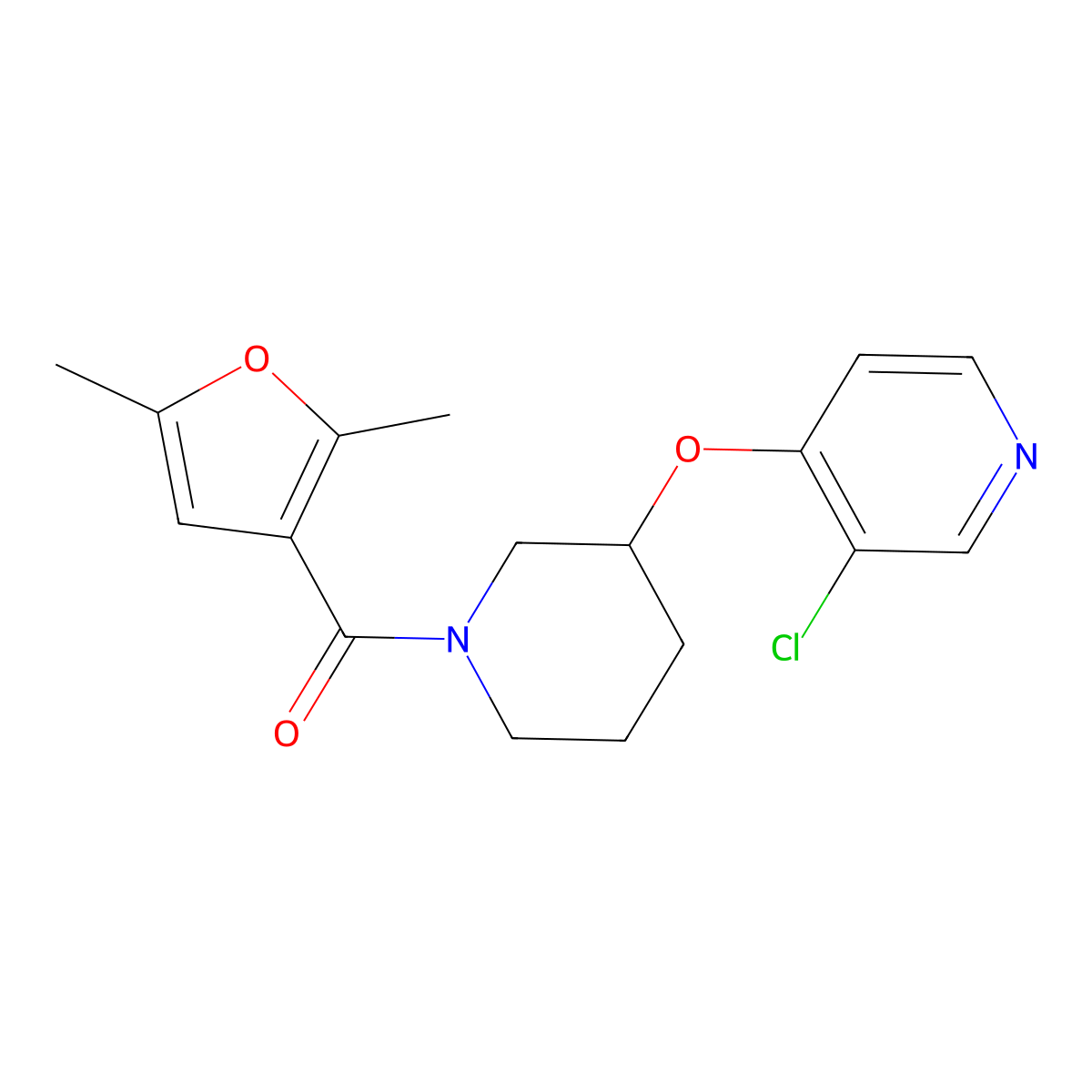 (3-((3-Chloropyridin-4-yl)oxy)piperidin-1-yl)(2,5-dimethylfuran-3-yl)methanone molecular structure, CAS 2034526-41-3