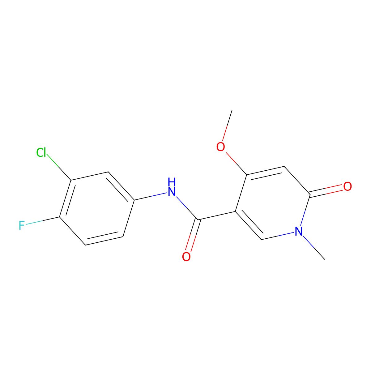 N-(3-chloro-4-fluorophenyl)-4-methoxy-1-methyl-6-oxo-1,6-dihydropyridine-3-carboxamide molecular structure, CAS 2034526-44-6