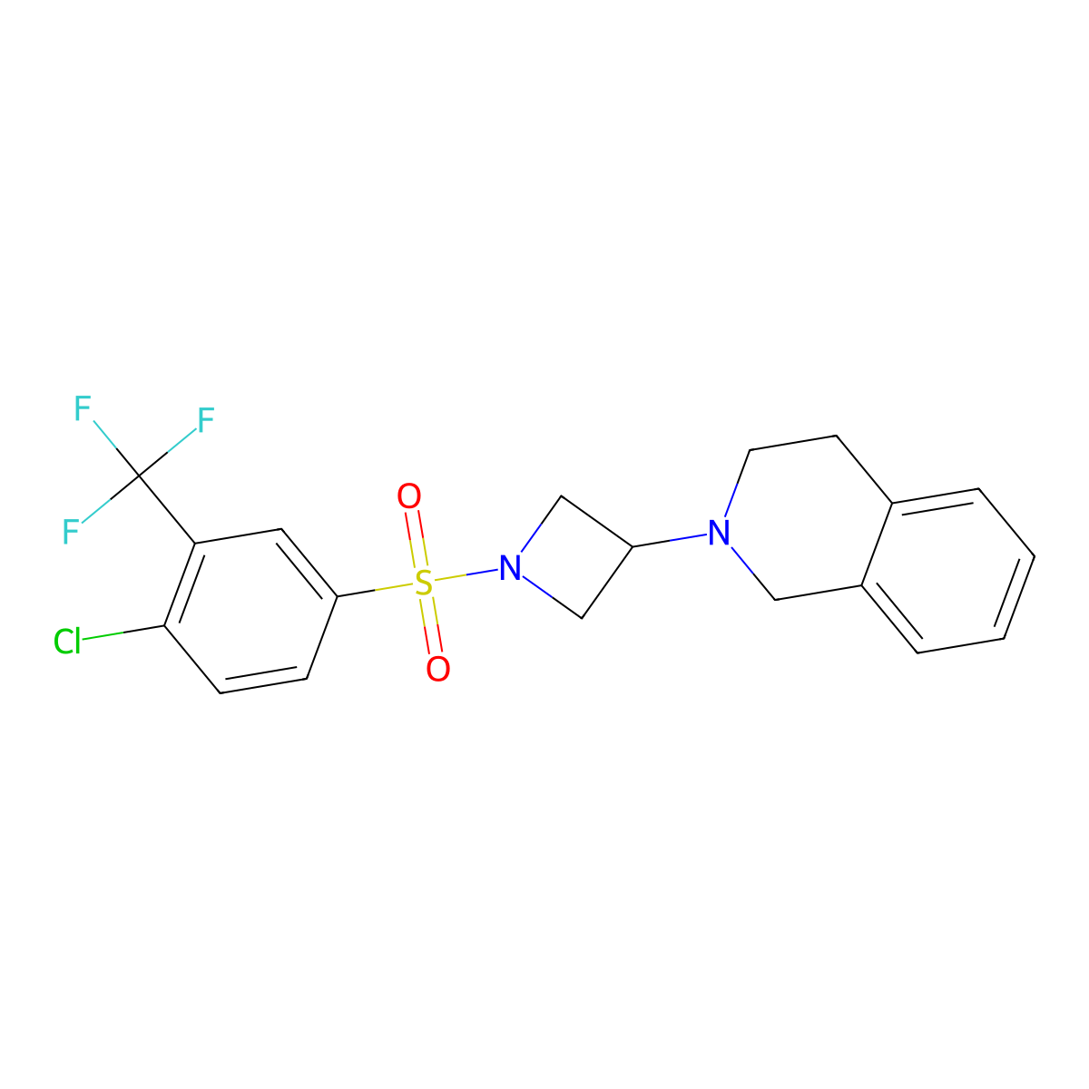 2-(1-((4-Chloro-3-(trifluoromethyl)phenyl)sulfonyl)azetidin-3-yl)-1,2,3,4-tetrahydroisoquinoline molecular structure, CAS 2034526-45-7