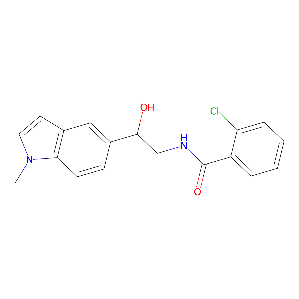 2-chloro-N-[2-hydroxy-2-(1-methyl-1H-indol-5-yl)ethyl]benzamide molecular structure, CAS 2034526-46-8