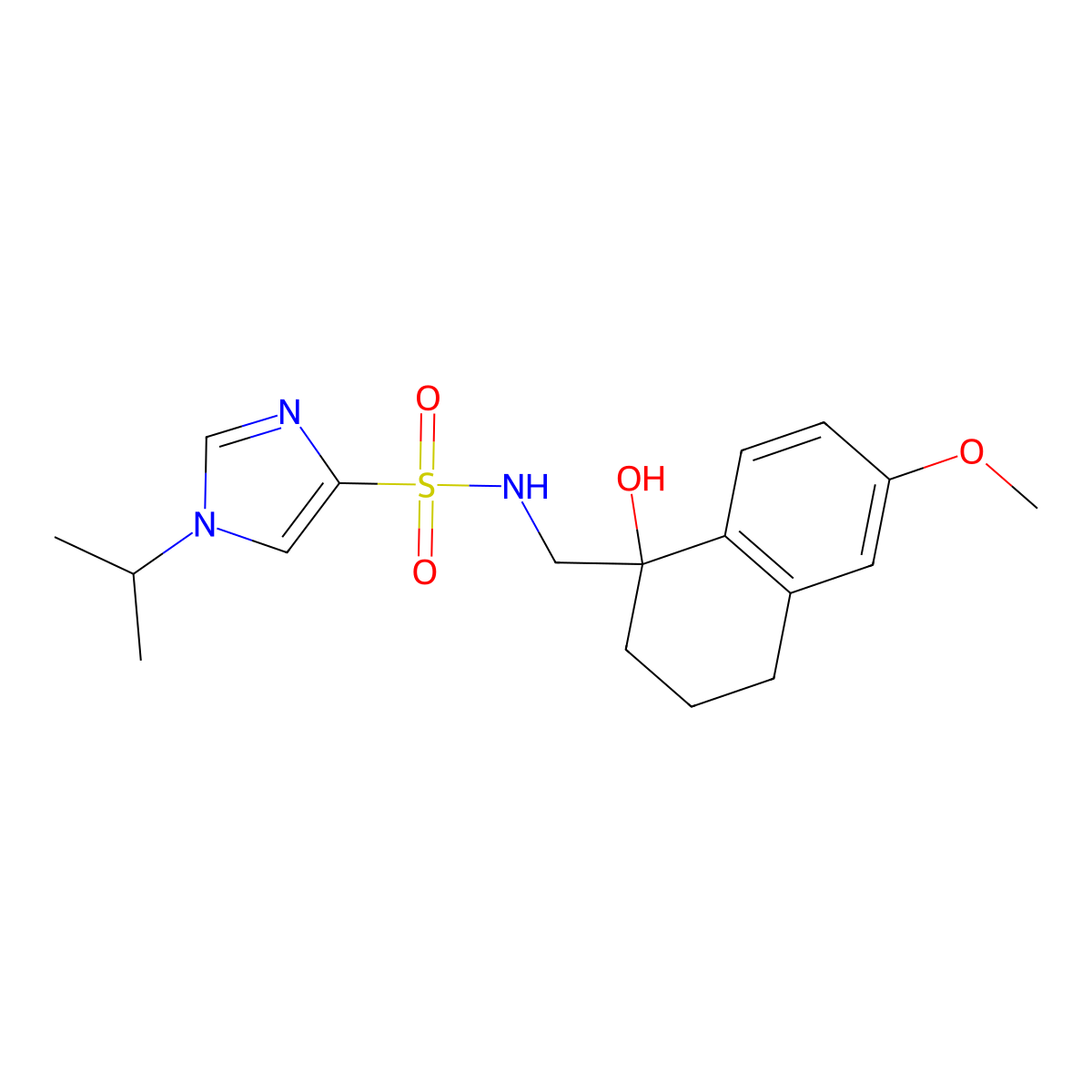 N-((1-hydroxy-6-methoxy-1,2,3,4-tetrahydronaphthalen-1-yl)methyl)-1-isopropyl-1H-imidazole-4-sulfonamide molecular structure, CAS 2034526-47-9