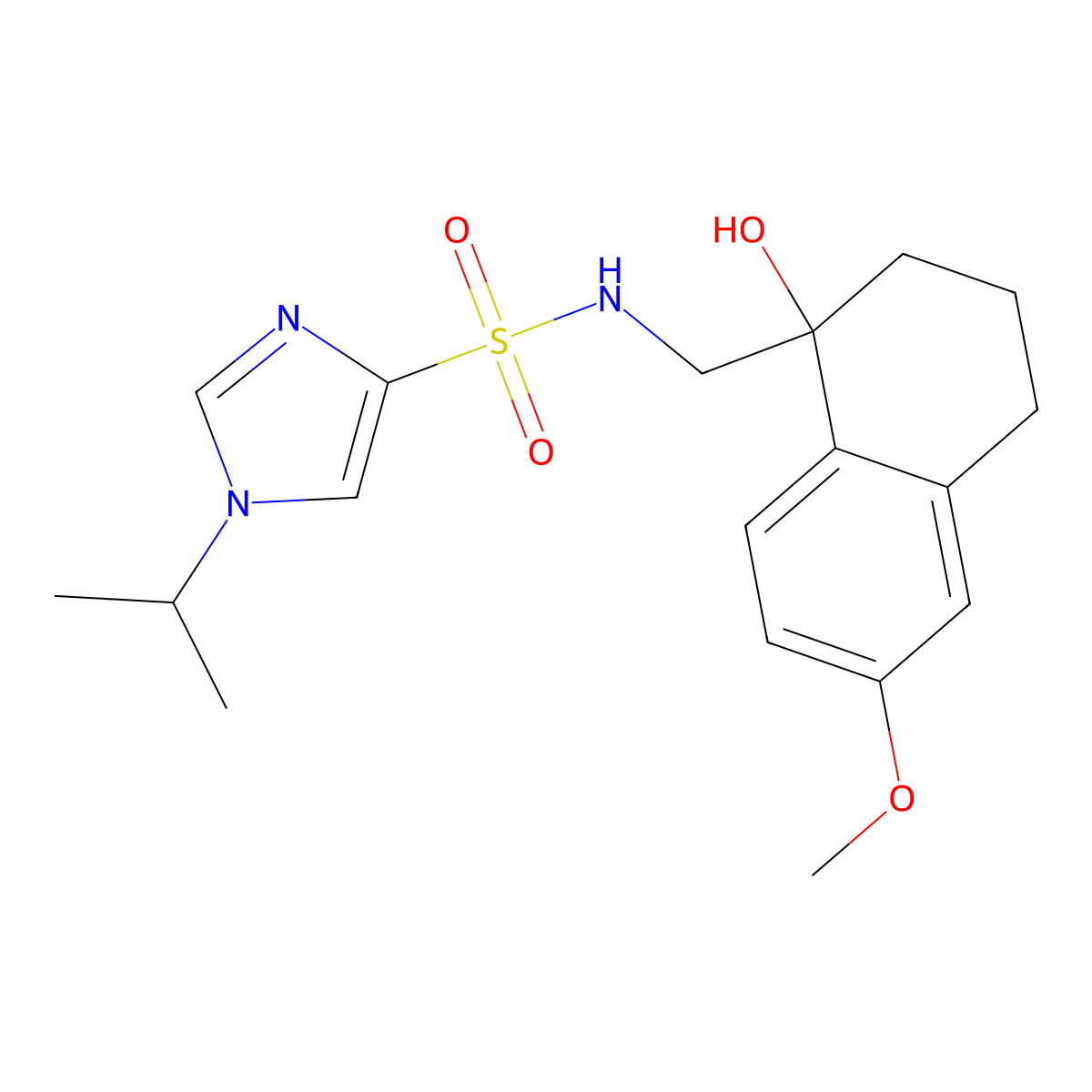 N-((1-hydroxy-6-methoxy-1,2,3,4-tetrahydronaphthalen-1-yl)methyl)-1-isopropyl-1H-imidazole-4-sulfonamide molecular structure, CAS 2034526-47-9