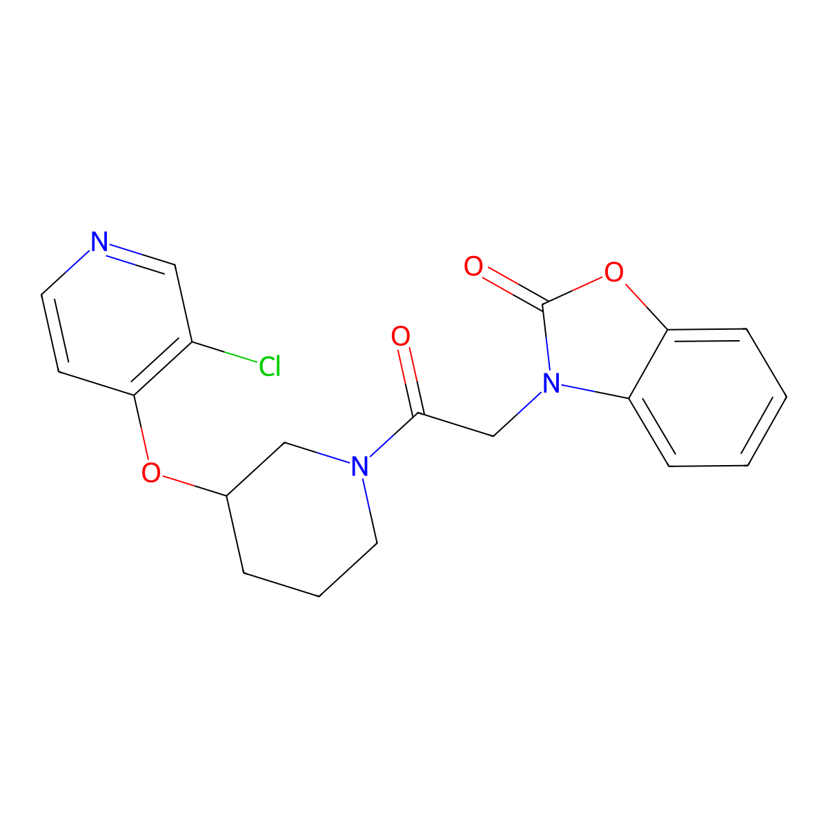 3-(2-(3-((3-chloropyridin-4-yl)oxy)piperidin-1-yl)-2-oxoethyl)benzo[d]oxazol-2(3H)-one molecular structure, CAS 2034526-48-0