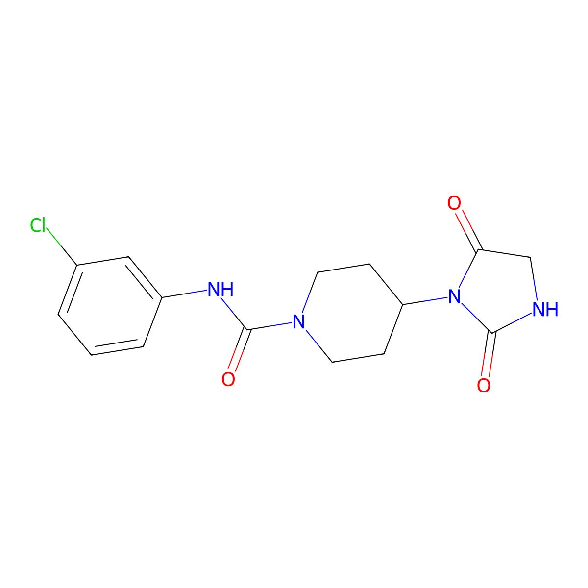 N-(3-chlorophenyl)-4-(2,5-dioxoimidazolidin-1-yl)piperidine-1-carboxamide molecular structure, CAS 2034526-49-1