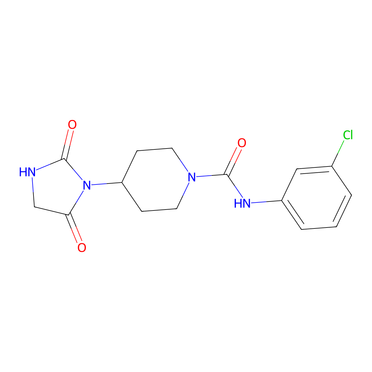 N-(3-chlorophenyl)-4-(2,5-dioxoimidazolidin-1-yl)piperidine-1-carboxamide molecular structure, CAS 2034526-49-1