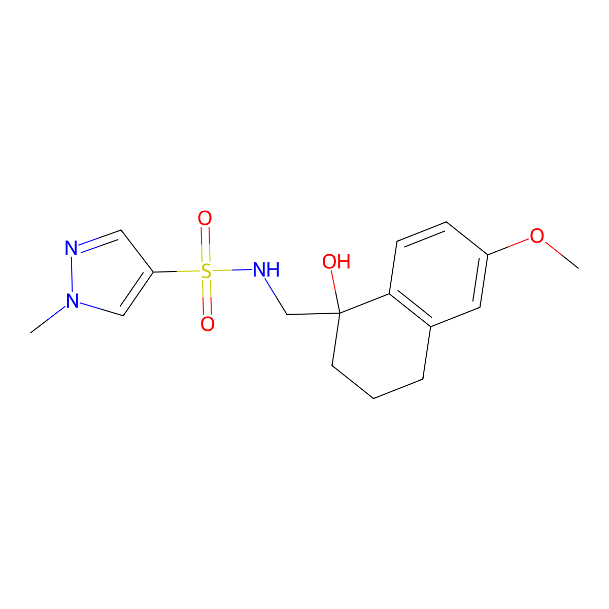 N-[(1-hydroxy-6-methoxy-1,2,3,4-tetrahydronaphthalen-1-yl)methyl]-1-methyl-1H-pyrazole-4-sulfonamide molecular structure, CAS 2034526-51-5