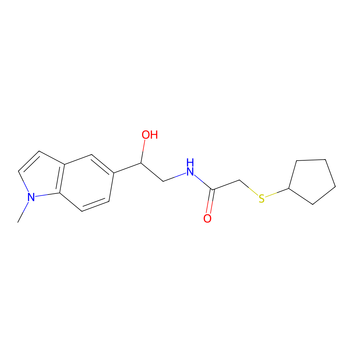 2-(cyclopentylthio)-N-(2-hydroxy-2-(1-methyl-1H-indol-5-yl)ethyl)acetamide molecular structure, CAS 2034526-52-6