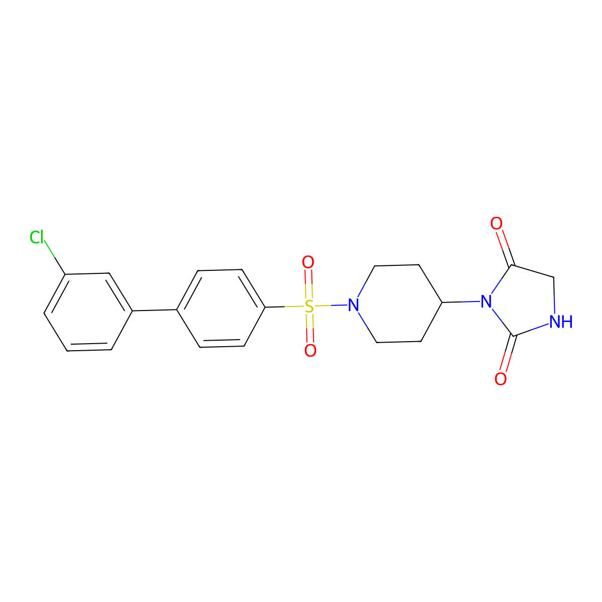 3-[1-({3'-Chloro-[1,1'-biphenyl]-4-yl}sulfonyl)piperidin-4-yl]imidazolidine-2,4-dione molecular structure, CAS 2034526-57-1