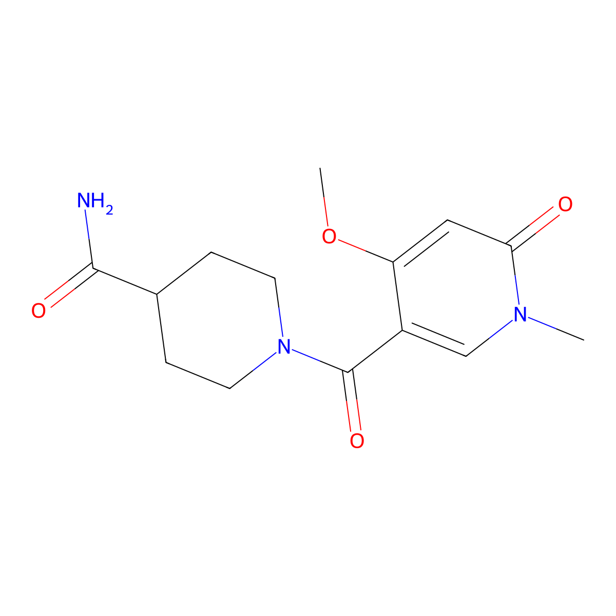 1-(4-Methoxy-1-methyl-6-oxo-1,6-dihydropyridine-3-carbonyl)piperidine-4-carboxamide molecular structure, CAS 2034526-58-2