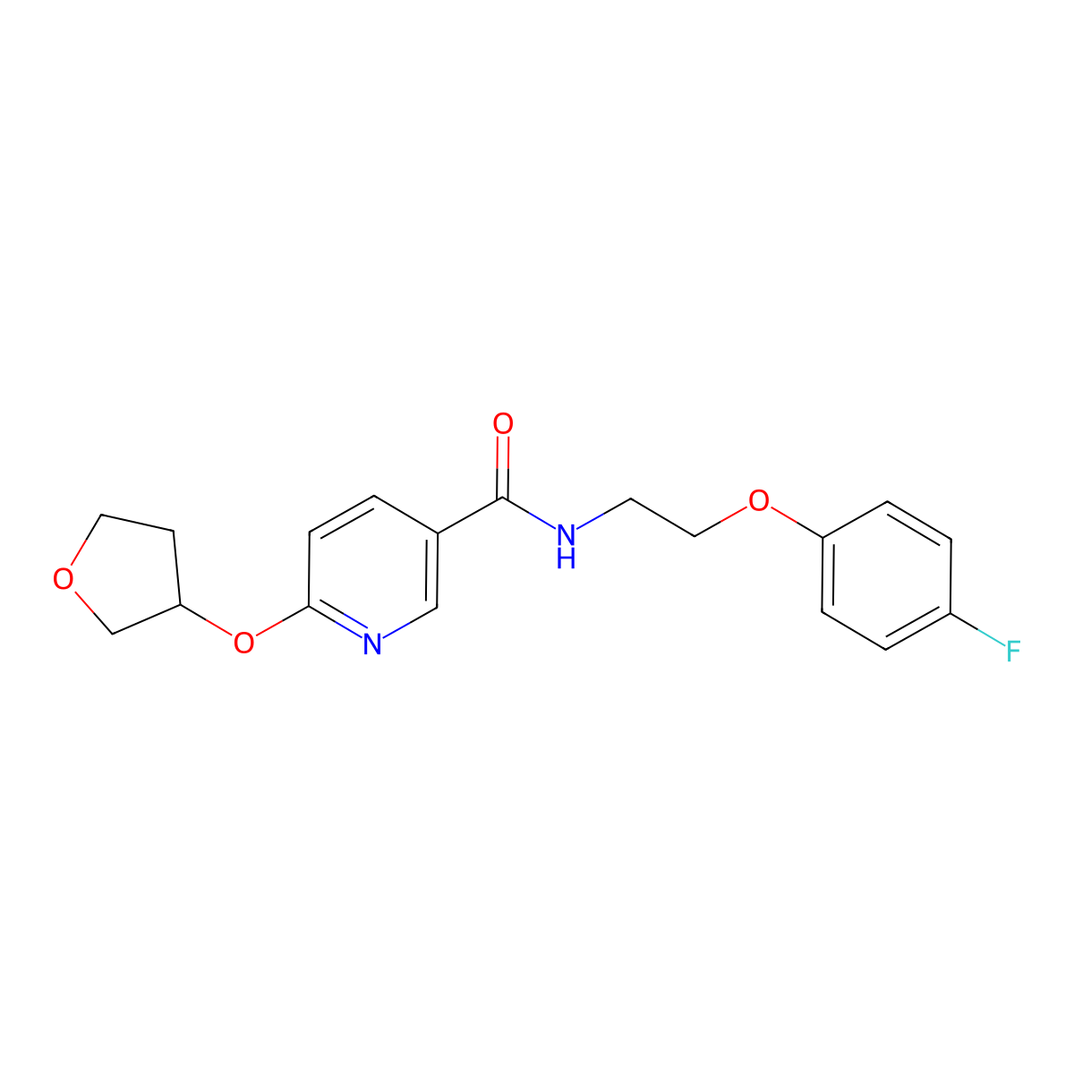 N-(2-(4-fluorophenoxy)ethyl)-6-((tetrahydrofuran-3-yl)oxy)nicotinamide molecular structure, CAS 2034526-63-9