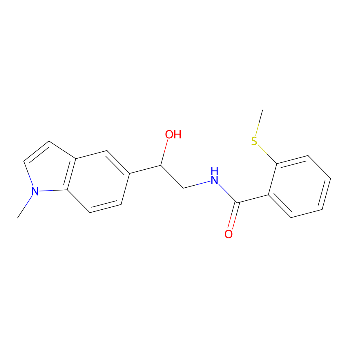 N-(2-hydroxy-2-(1-methyl-1H-indol-5-yl)ethyl)-2-(methylthio)benzamide molecular structure, CAS 2034526-67-3