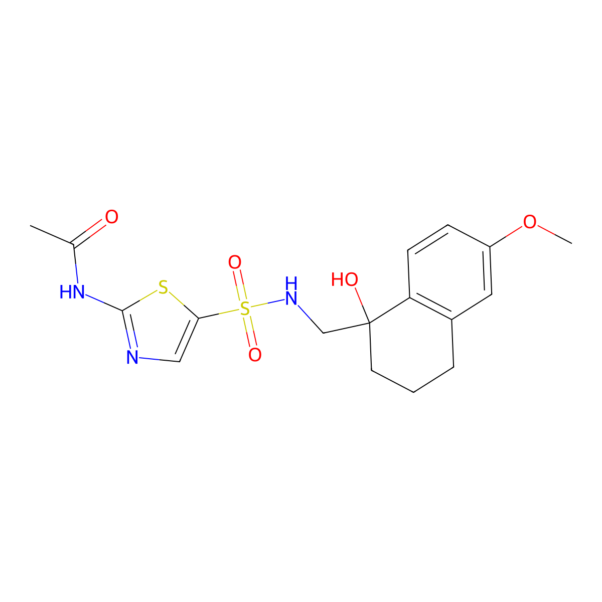 N-(5-(N-((1-hydroxy-6-methoxy-1,2,3,4-tetrahydronaphthalen-1-yl)methyl)sulfamoyl)thiazol-2-yl)acetamide molecular structure, CAS 2034526-68-4