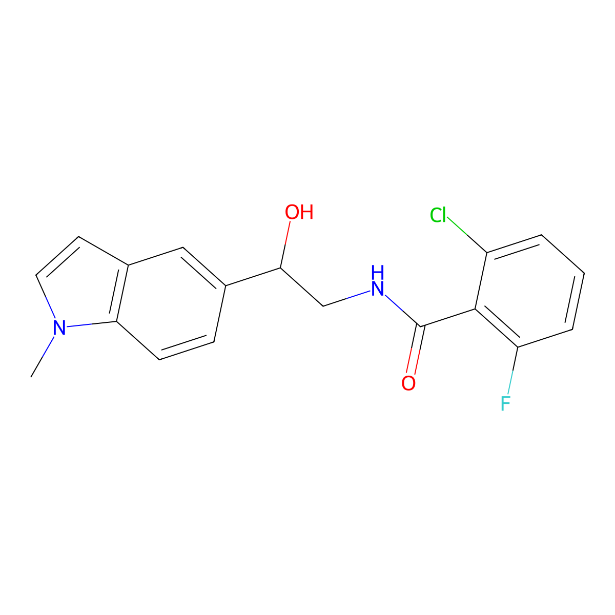 2-chloro-6-fluoro-N-[2-hydroxy-2-(1-methyl-1H-indol-5-yl)ethyl]benzamide molecular structure, CAS 2034526-73-1