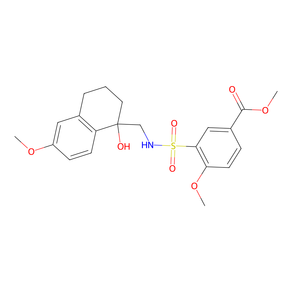 methyl 3-(N-((1-hydroxy-6-methoxy-1,2,3,4-tetrahydronaphthalen-1-yl)methyl)sulfamoyl)-4-methoxybenzoate molecular structure, CAS 2034526-76-4