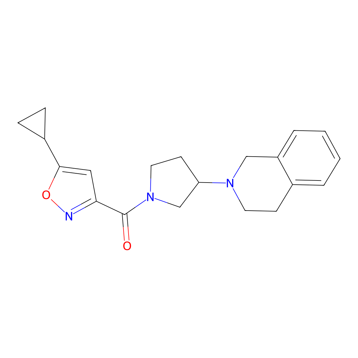 (5-cyclopropylisoxazol-3-yl)(3-(3,4-dihydroisoquinolin-2(1H)-yl)pyrrolidin-1-yl)methanone molecular structure, CAS 2034526-78-6