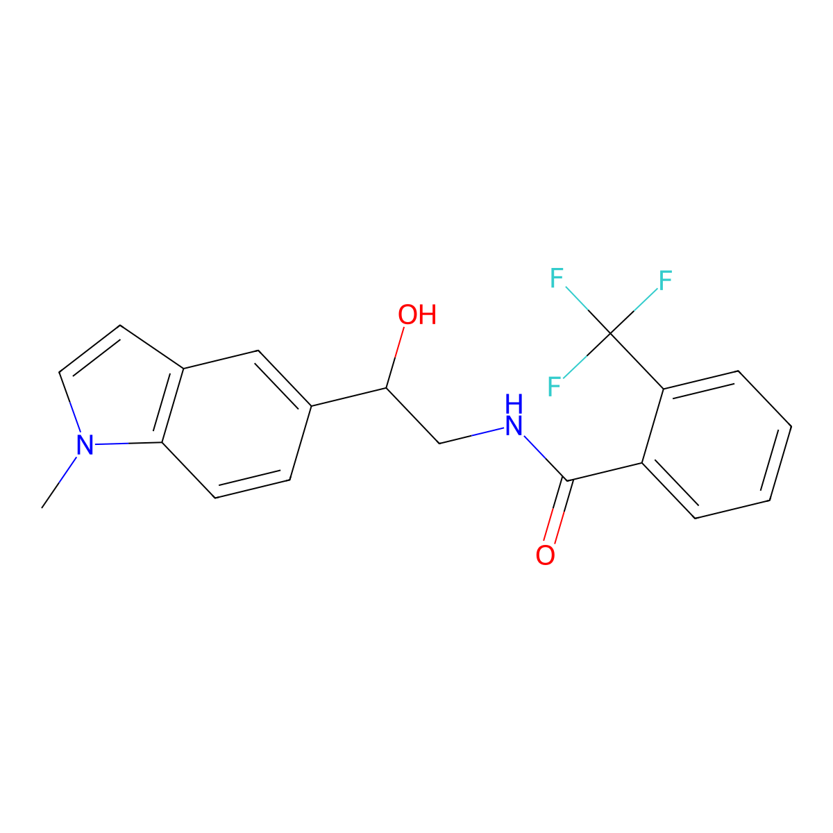 N-(2-hydroxy-2-(1-methyl-1H-indol-5-yl)ethyl)-2-(trifluoromethyl)benzamide molecular structure, CAS 2034526-81-1