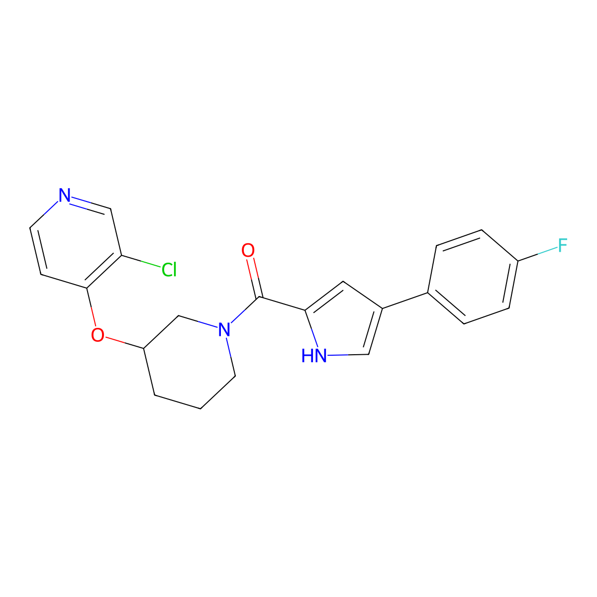 (3-((3-chloropyridin-4-yl)oxy)piperidin-1-yl)(4-(4-fluorophenyl)-1H-pyrrol-2-yl)methanone molecular structure, CAS 2034526-84-4